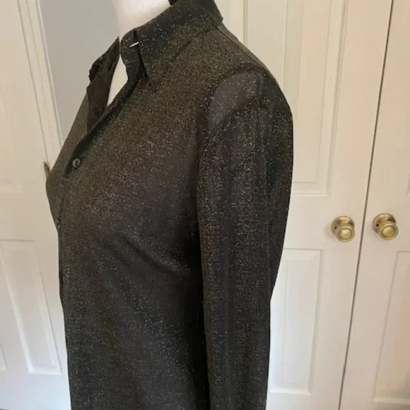 Semi-Sheer Metallic Woman's Buttoned Shirt - Picture 5 of 8